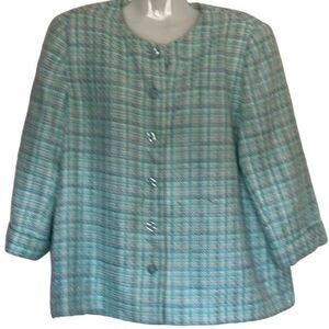 Alfred Dunner Jacket Sz 16P woven Grannycore Pastel Modest Old School Church